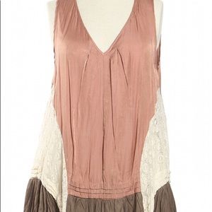 NWT Ryu crinkle lace overlay tank tunic top dress